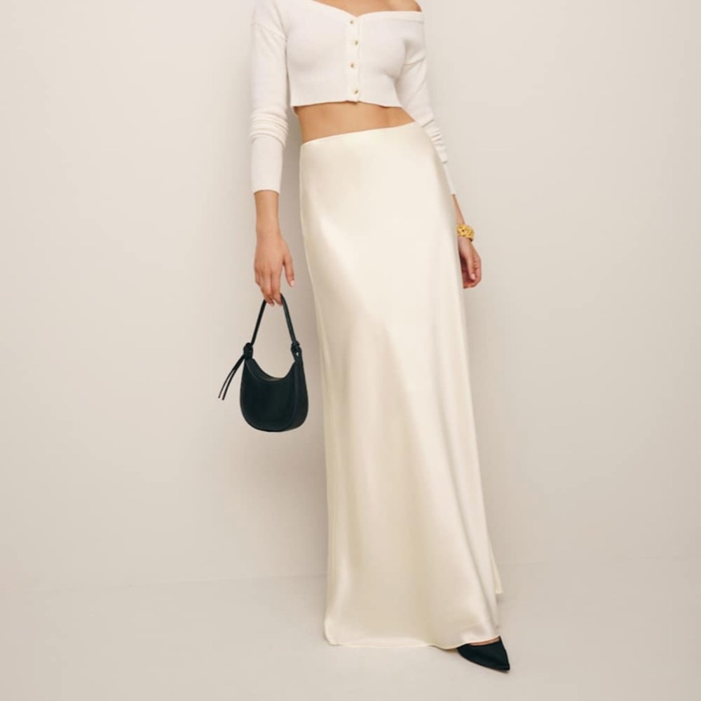 Reformation Petites Bella Satin Skirt Fior Di Latte